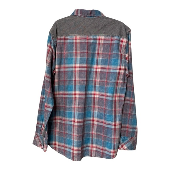 Buckle Depart West Plaid Lightweight Cotton Button Down Shirt Large Blue Grey - Picture 13 of 15